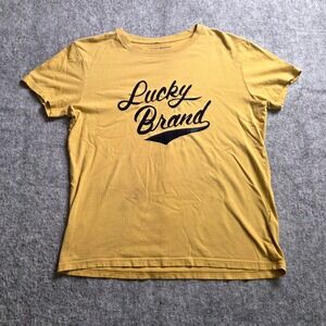 Lucky Brand T Shirt‎ Womens Small Yellow Graphic Short Sleeve Casual Top